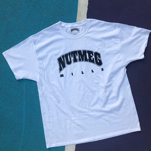 Nutmeg Mills White Logo T-Shirt